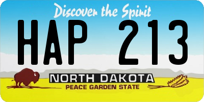 ND license plate HAP213