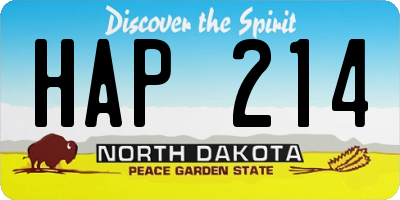 ND license plate HAP214