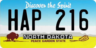 ND license plate HAP216