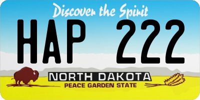 ND license plate HAP222