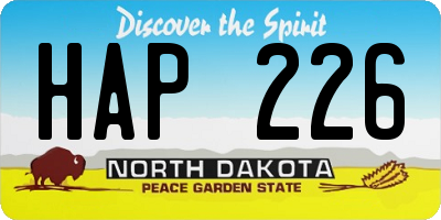 ND license plate HAP226