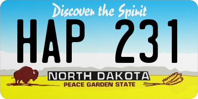 ND license plate HAP231