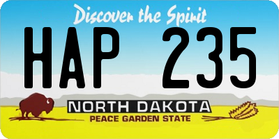 ND license plate HAP235