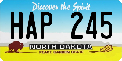 ND license plate HAP245