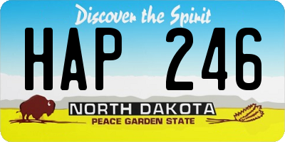 ND license plate HAP246