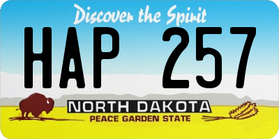 ND license plate HAP257