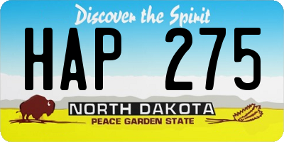 ND license plate HAP275