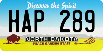 ND license plate HAP289