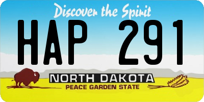 ND license plate HAP291