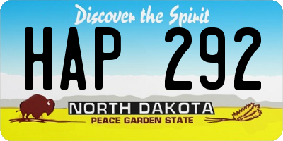 ND license plate HAP292