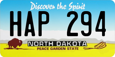 ND license plate HAP294