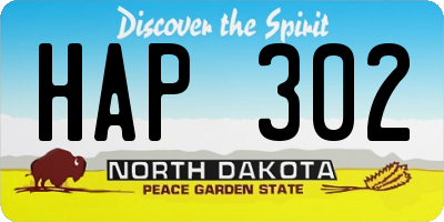 ND license plate HAP302