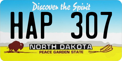 ND license plate HAP307