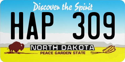 ND license plate HAP309