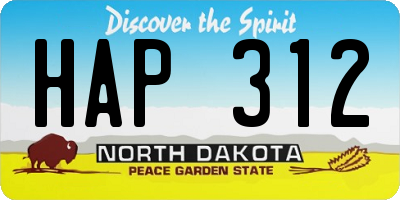 ND license plate HAP312