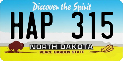 ND license plate HAP315