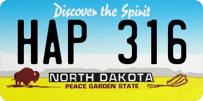 ND license plate HAP316