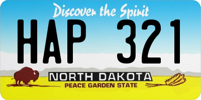 ND license plate HAP321