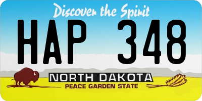 ND license plate HAP348