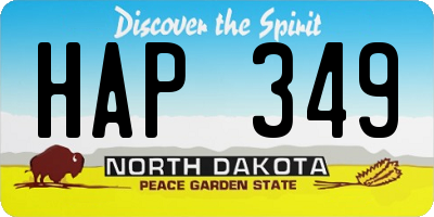 ND license plate HAP349