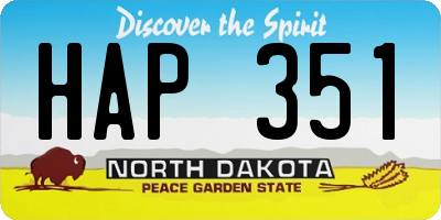 ND license plate HAP351