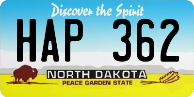 ND license plate HAP362