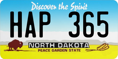 ND license plate HAP365