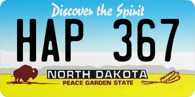 ND license plate HAP367