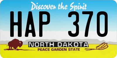 ND license plate HAP370