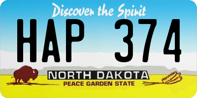 ND license plate HAP374