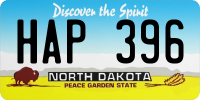 ND license plate HAP396