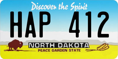 ND license plate HAP412