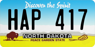 ND license plate HAP417