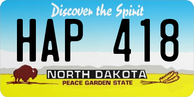 ND license plate HAP418