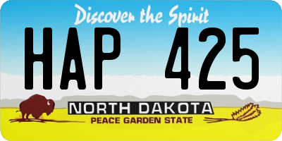 ND license plate HAP425