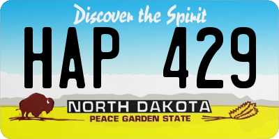 ND license plate HAP429