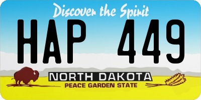 ND license plate HAP449