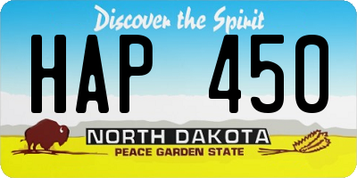 ND license plate HAP450