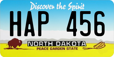 ND license plate HAP456