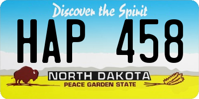 ND license plate HAP458