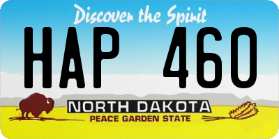 ND license plate HAP460