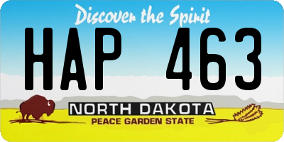 ND license plate HAP463