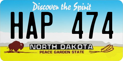 ND license plate HAP474