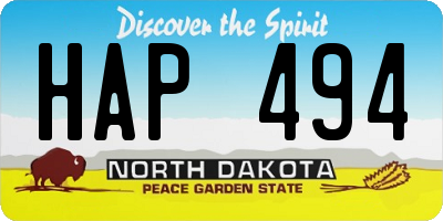 ND license plate HAP494