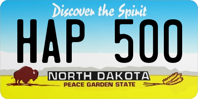 ND license plate HAP500