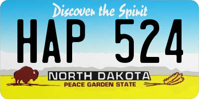 ND license plate HAP524