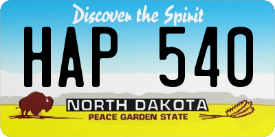 ND license plate HAP540