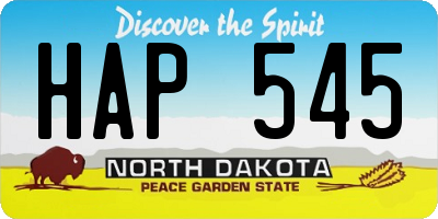 ND license plate HAP545