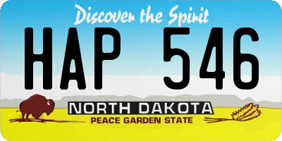 ND license plate HAP546