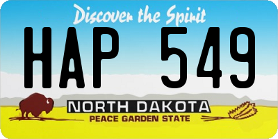 ND license plate HAP549